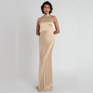 Jenny Yoo Nicole dress size 4 in pale gold luxe satin